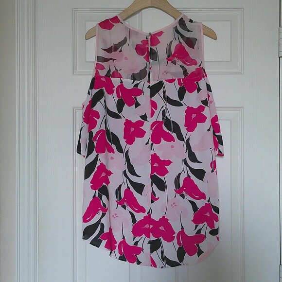 Vince Camuto Women's Floral Cold Shoulder Tunic Keyhole Blouse - Size Small -EUC - Picture 2 of 6